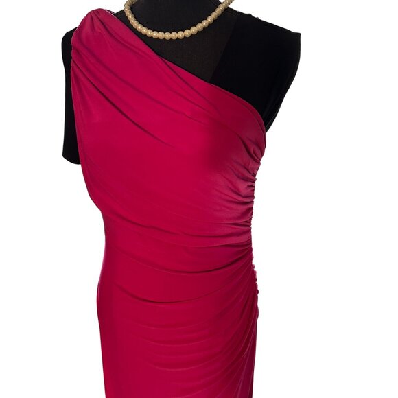 Lauren Ralph Lauren Evening One Shoulder Ruched Dress Women Bodycon Slit Party - Picture 5 of 16